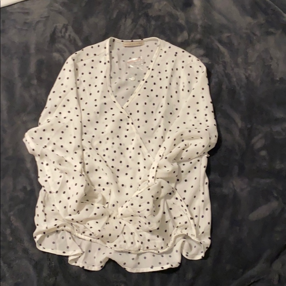 Half Sleeve Polka Dot Blouse.